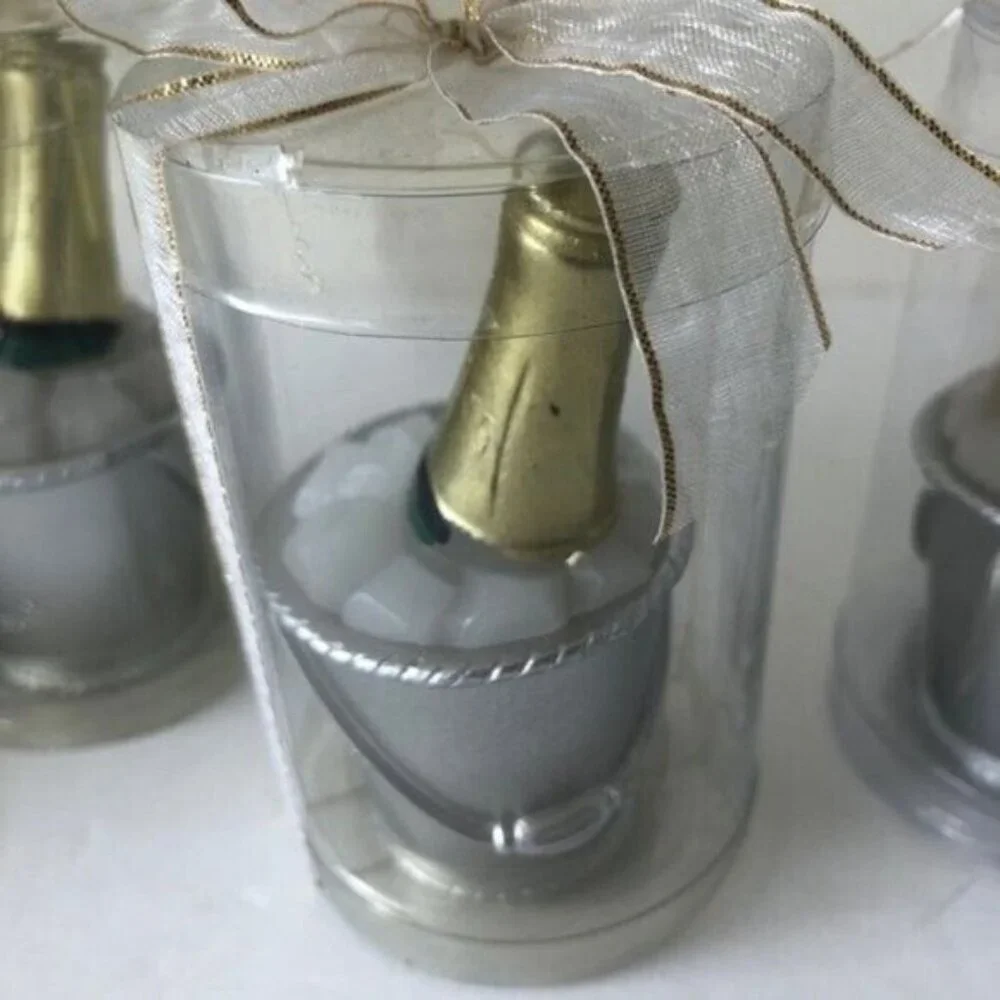 Candles Set of 4 pc Champagne Bottle in Ice Bucket Minis NEW